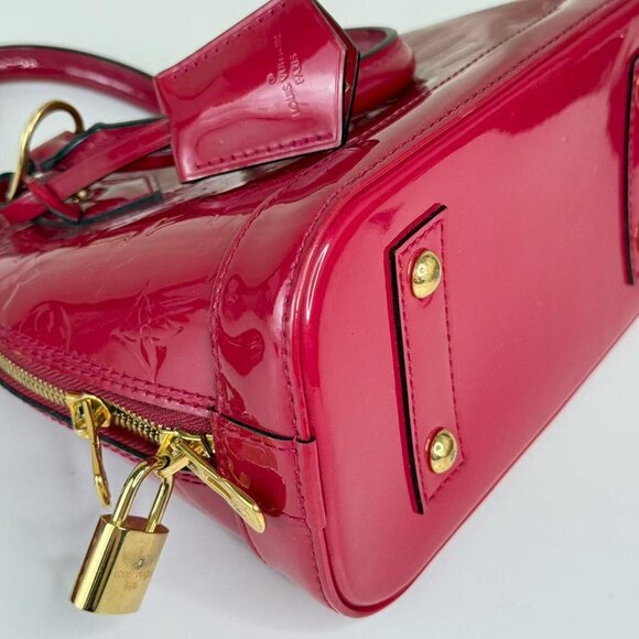 Louis Vuitton Vernis Red Alma BB Shoulder Bag With Classic Monogram Pattern - Picture 6 of 10